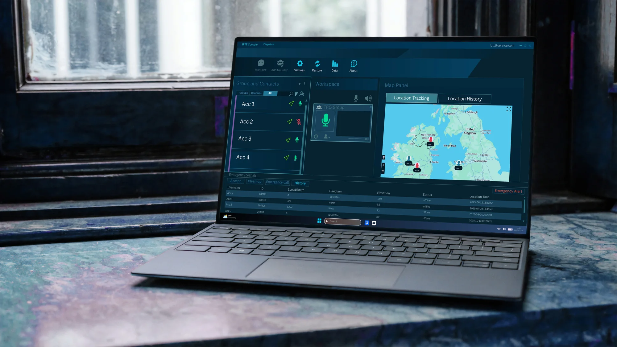 PC Dispatcher running on a laptop
