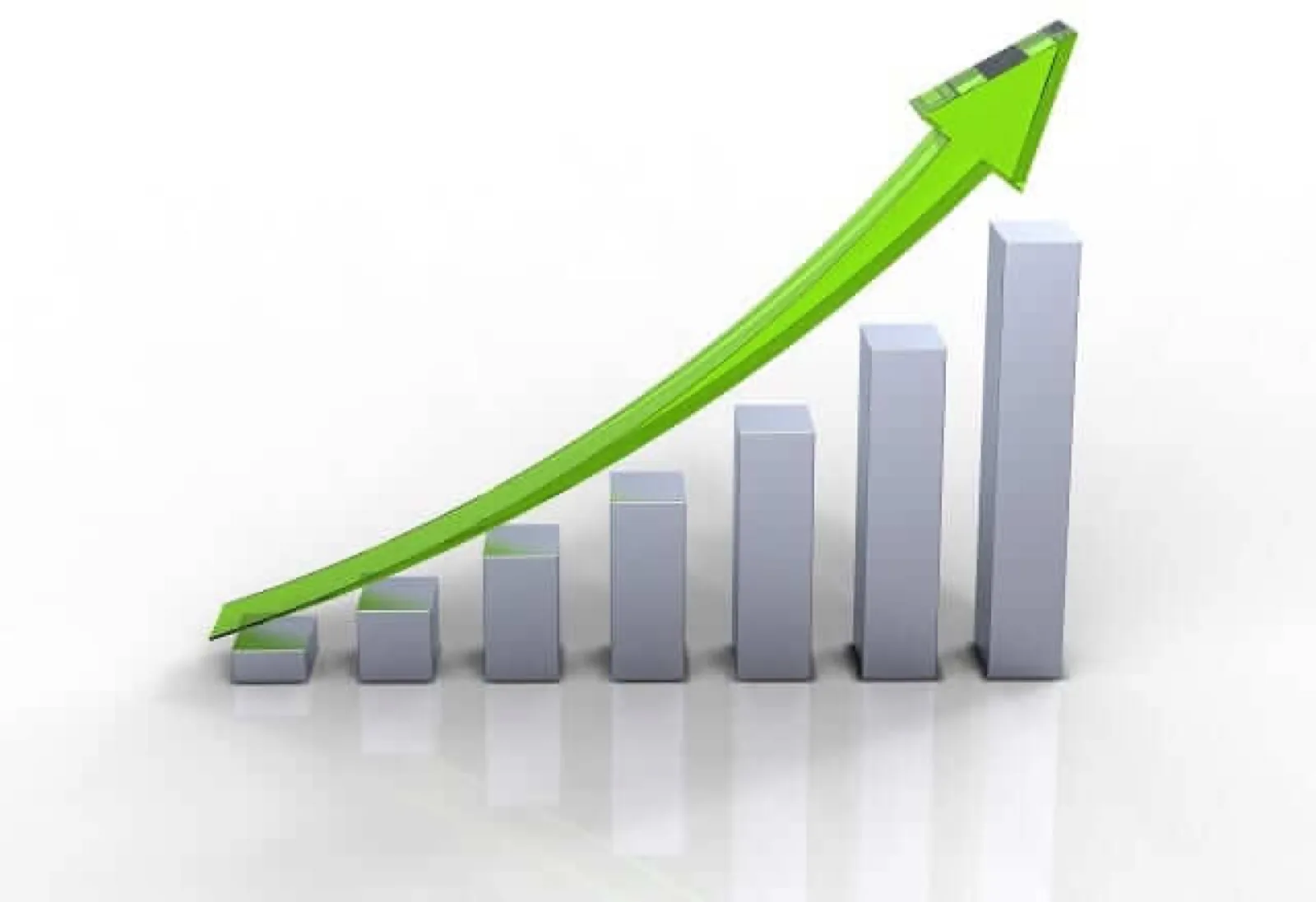 Rising bar chart with an upward green arrow illustrating the forecast market growth for push-to-talk over cellular
