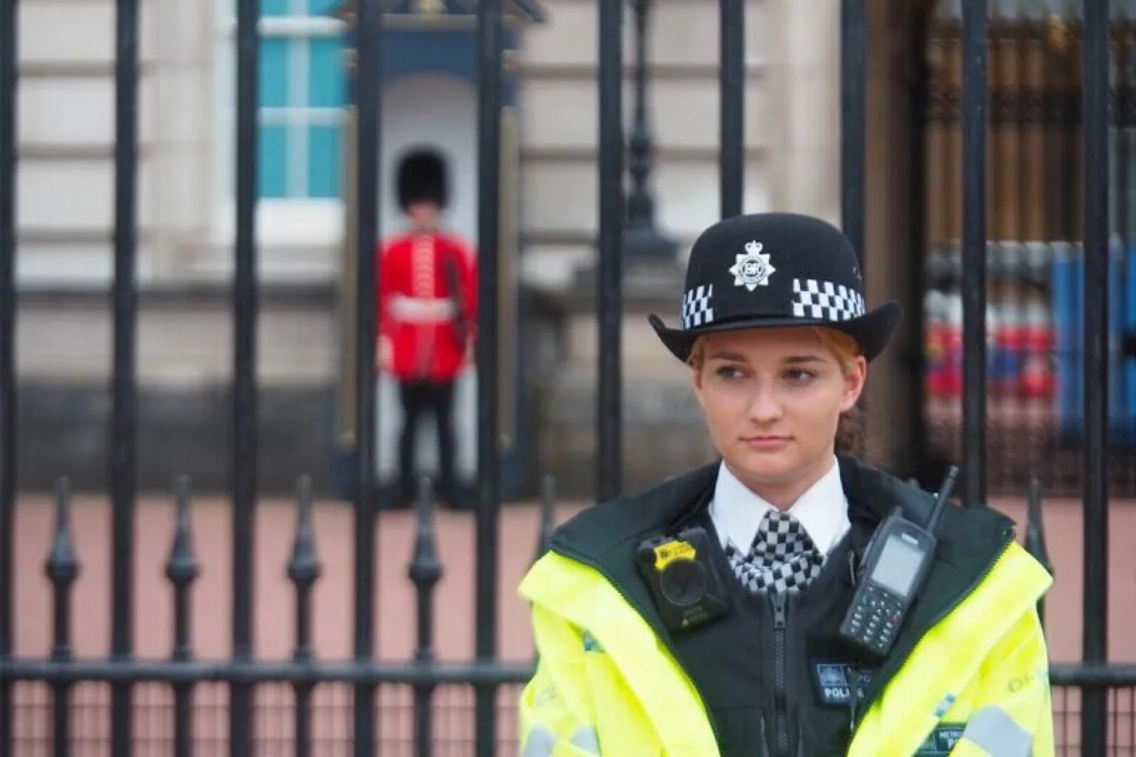 Police officer with radio