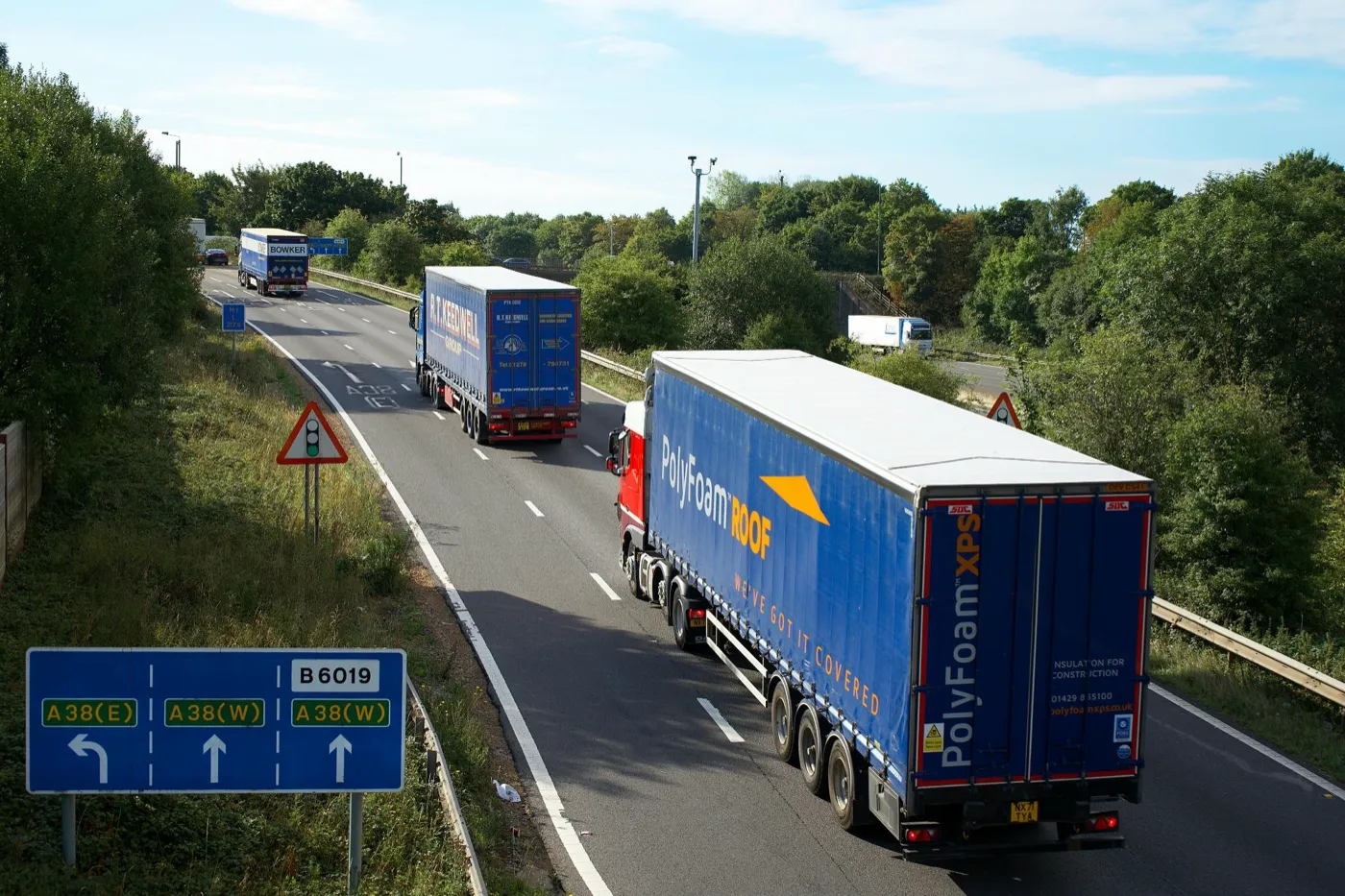 HGV trucks on motorway during logistics operations