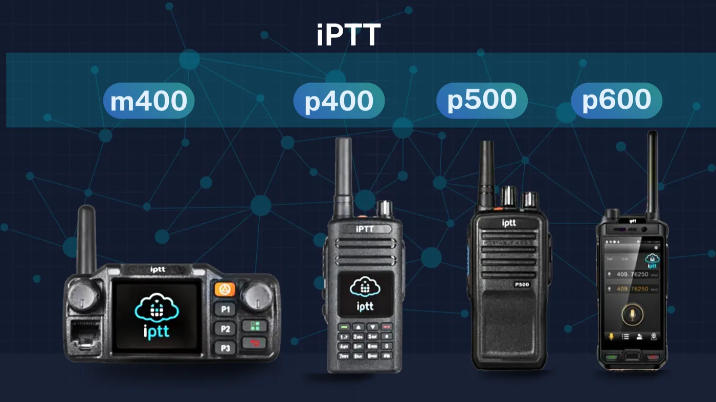 The iPTT push-to-talk over cellular radio range: m400 vehicle-mount unit, p400 and p500 rugged handsets and the p600 touchscreen PoC radio