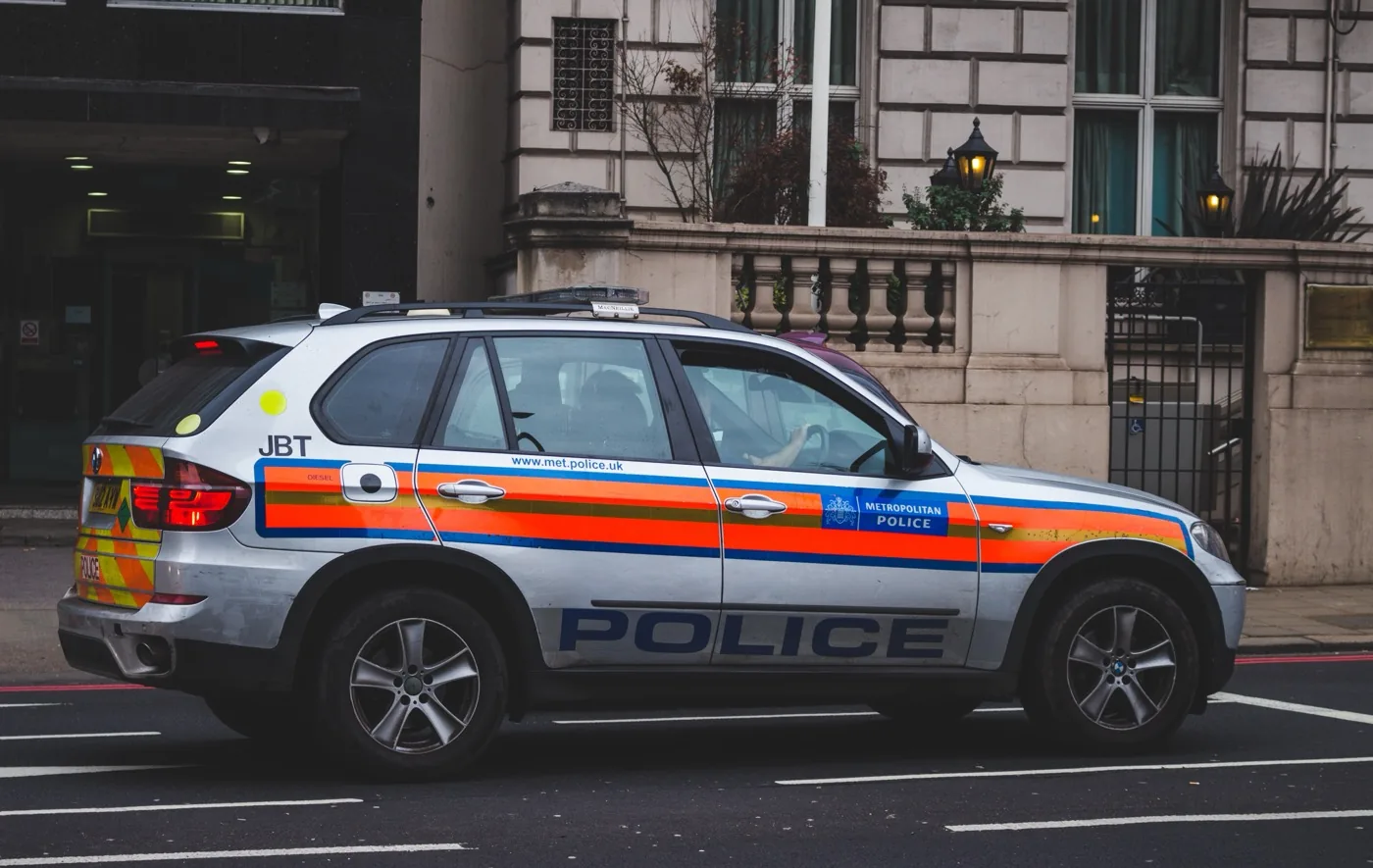 Metropolitan Police BMW X5 response vehicle on a London street, the kind of frontline unit kept connected by TETRA Airwave and push-to-talk radio