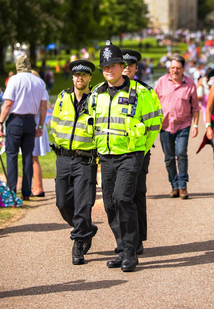 two police officers with police radios